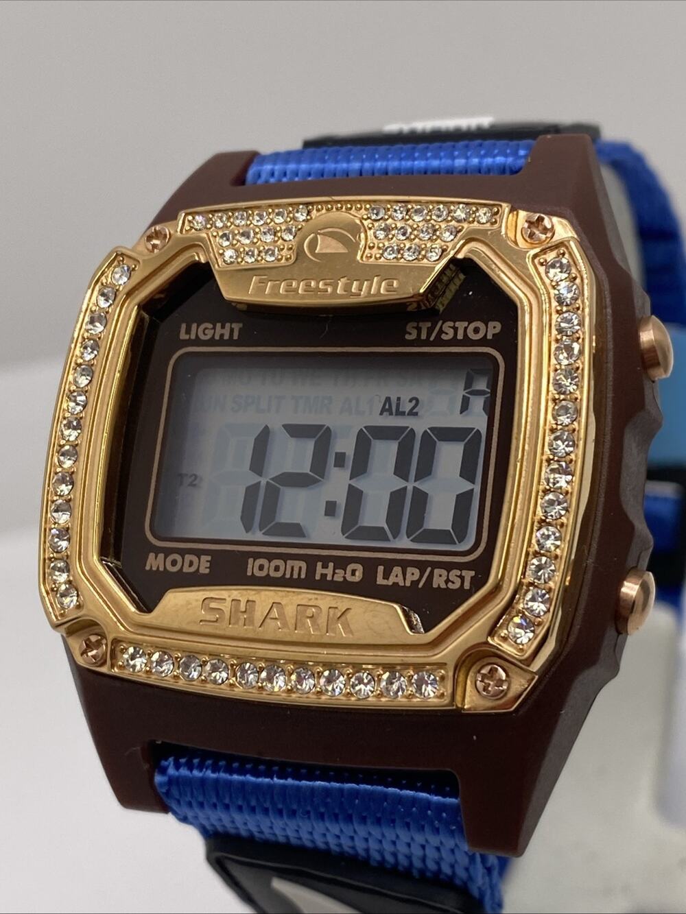 Freestyle Shark Rosegold Rhinestone Shark Clip Band Surfing Watch New Battery